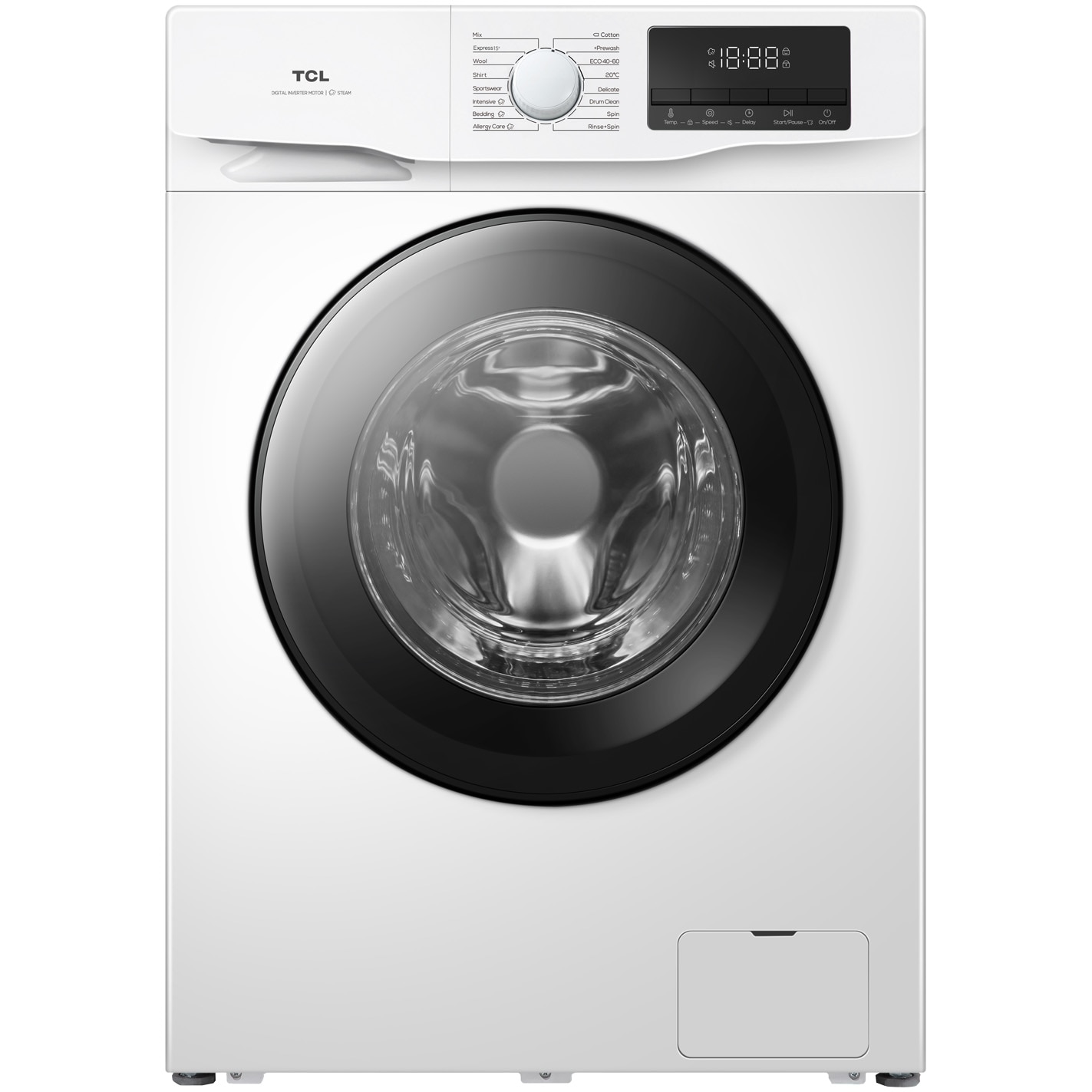 Masina de spalat rufe TCL FF1214WA0, 12 kg, 1400 RPM, Clasa A, Motor Inverter, Steam Wash, Drum Clean, Honeycomb Drum, Add Garment, Alb
