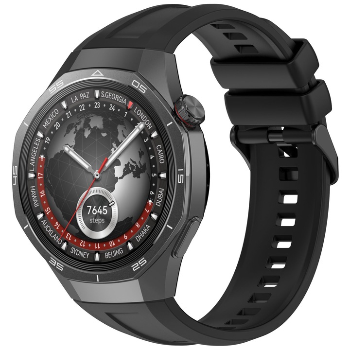 Okosóra szíj, kompatibilis HUAWEI WATCH GT5 Pro, szilikon, fekete