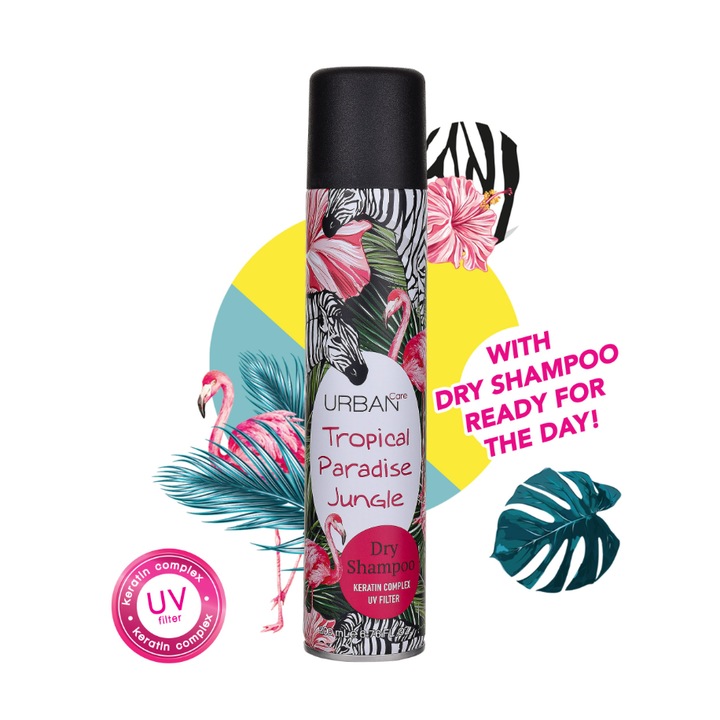 Sampon uscat invizibil cu filtru UV, URBAN CARE Tropical Paradise Jungle, 200 ml