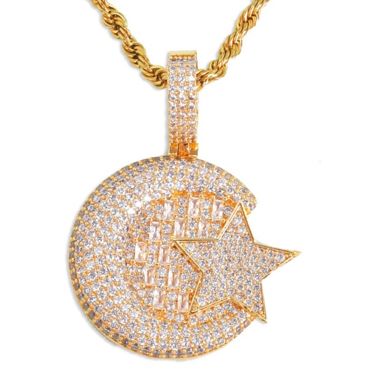 Férfi nyaklánc, cirkónium, arany