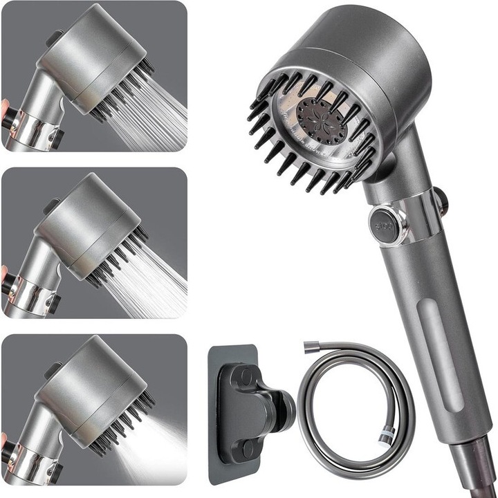 Cap de dus multifunctional, 3 moduri de jet, filtrare apa, design detasabil