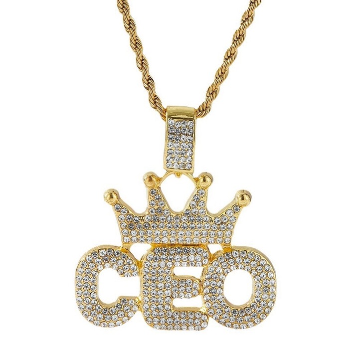 Férfi nyaklánc, cirkónium, arany