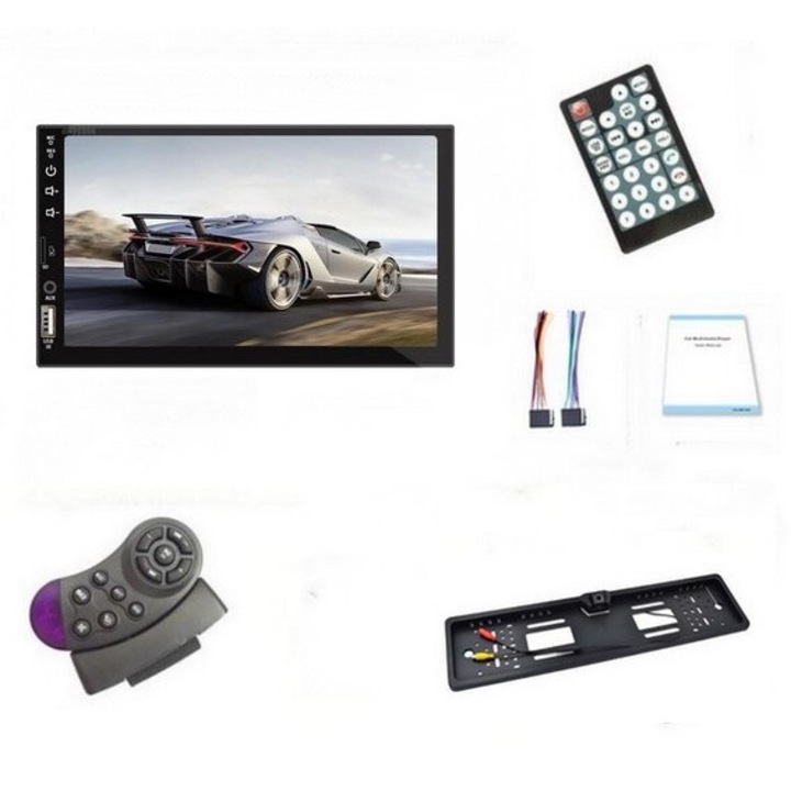 MP5 Lettore WinCE Touch Screen HD 7" navigatie MirrorLink, Bluetooth 4.2 Aux, USB 4x45W MicroSD camera marsarier suport petru numar comenzi volan