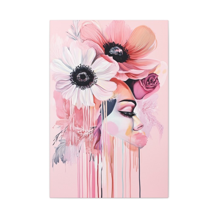 Tablou Canvas Premium, Petale de Feminitate, Panza Bumbac 100% - 280g/m2, Sasiu Lemn Natural, Arta Contemporana, Modern, Abstract, Culori Vibrante, Decor Living, Camera de Zi, Sufragerie, Dormitor, Hol, Birou, 70 x 100 CM