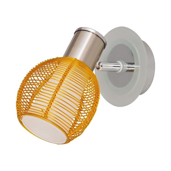 Fali lámpa Brick Ap1 KL 7740 Klausen, fém ház, nikkel, lámpaernyő: fém, arany, üveg, fehér, 1xE14