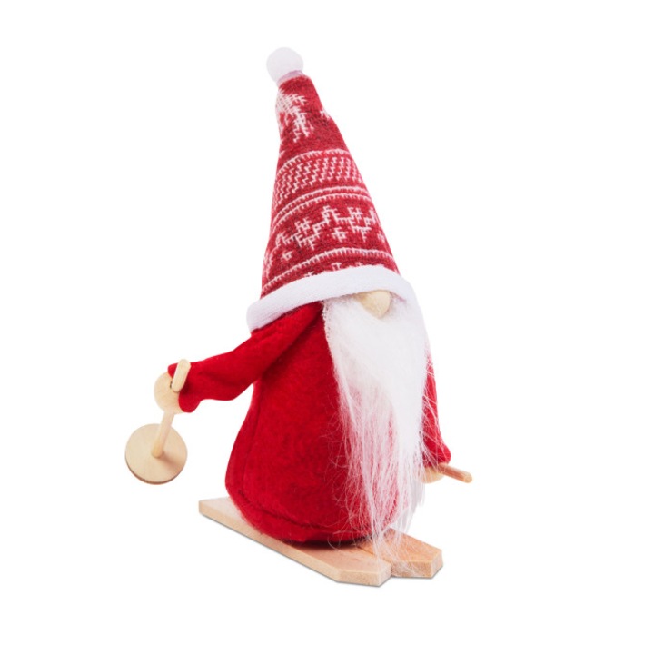 Textil karácsonyi dekoráció - Scandinavian Elf Skier, 15cm