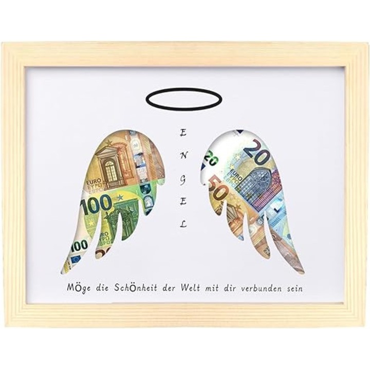 Rama foto lemn, format A5, aripi de inger, alb, Finabol