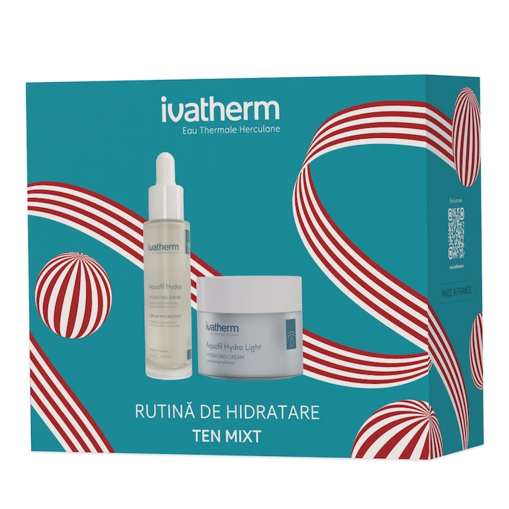 Pachet Crema hidratanta + Serum cu Peptide si HA Aquafil Hydra Light, 50 ml + 30 ml, Ivatherm