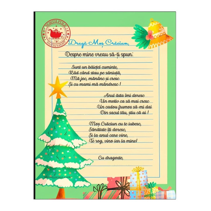 Scrisoare Mos Craciun, Lemn, 20×15 cm, SMCUV001