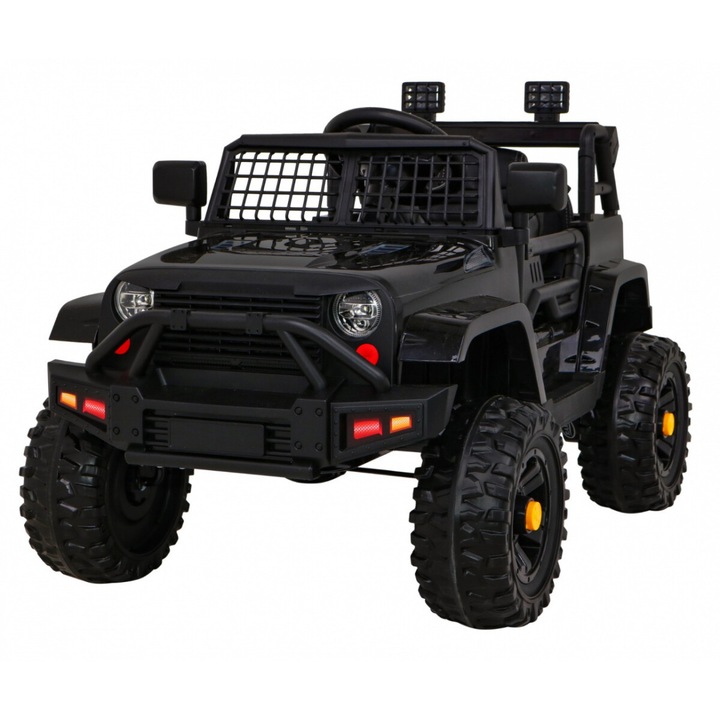 Детска електрическа кола JEEP DARK NIGHT BLACK, 12V, с дистанционно, EVA джанти, бавен старт, 2 мотора