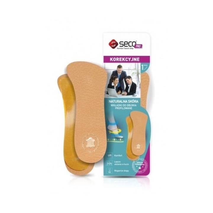 Insertii ortopedice Seco, pentru corectie, din piele naturala, pentru pantofi, marime 39