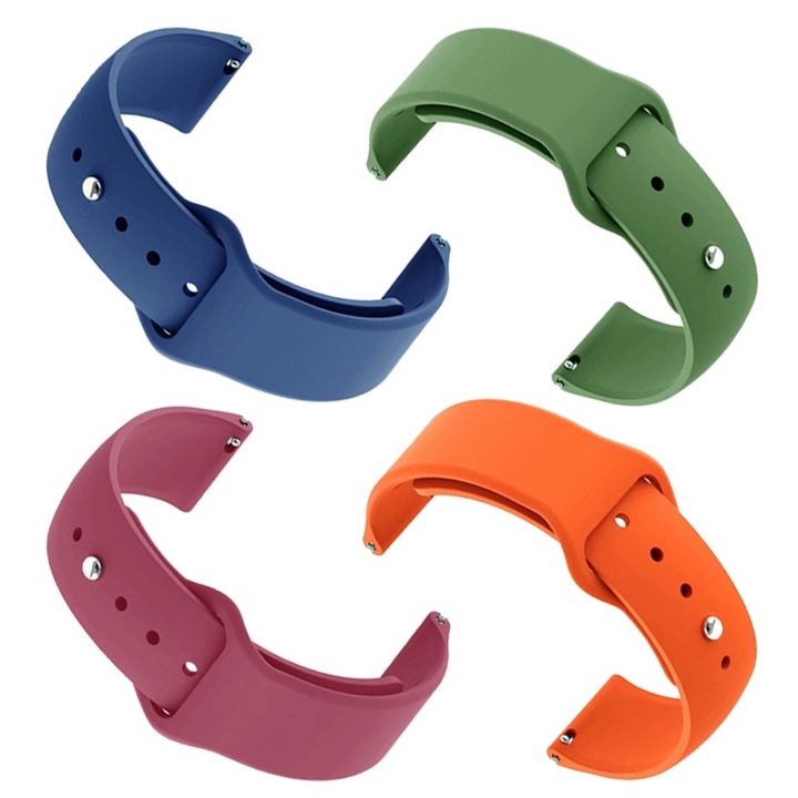 Curea ceas, pentru ceasuri inteligente, set 4 piese, material siliconic, latime 22mm, compatibila cu Samsung Galaxy Watch Huawei Watch Xiaomi Watch