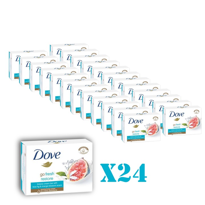 Комплект сапуни Dove Fresh Restore, аромат на портокалов цвят, 24 части x 90 g