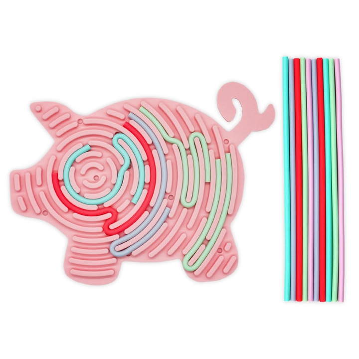 Tabla de activitati senzoriale, jucarie interactiva, 13 fire vibrante, verde inchis si rosu inchis, pentru copii 6 ani, Roz