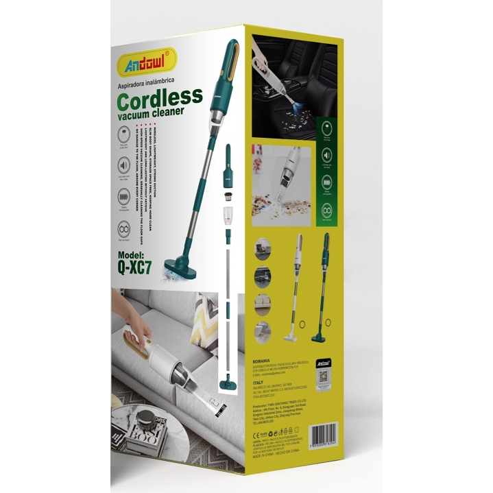 Aspirator de mana fara fir, Andowl Q XC7, putere 120W, autonomie 3.5 ore