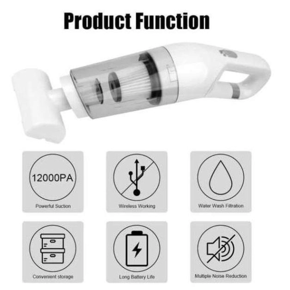 Aspirator multifunctional 2 in 1 Vacuum Cleaner JB 168, filtru HEPA, 1800 mAh, 120 W, Alb
