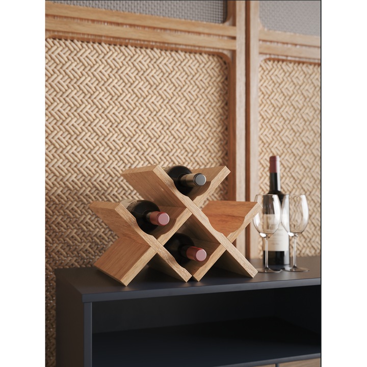 Raft de Vin din Lemn Natural, 24, x25x33 cm