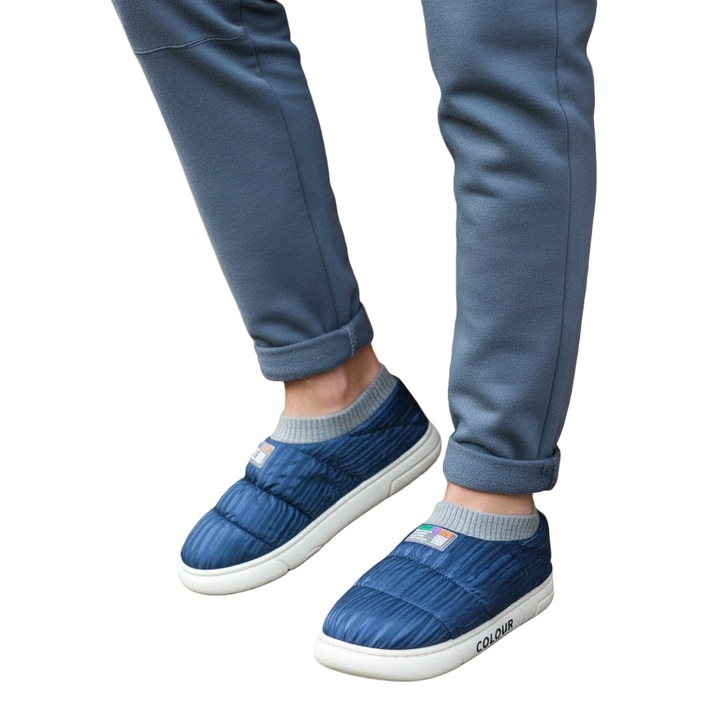 Papuci captusiti din bumbac 43079B-58albastru 113224, Albastru