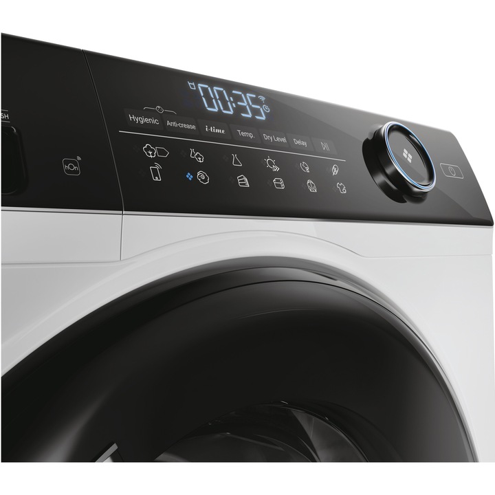 Uscator de rufe Haier HD90-A3959-S, Pompa de caldura, 9 kg, 11 programe, Clasa A+++, Motor Inverter, iRefresh,Wifi, Alb