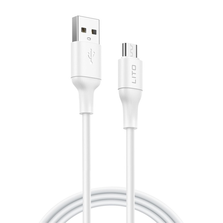 Adatkábel USB csatlakozókkal, Micro-USB, 1 m - Lito (LD06) - Fehér