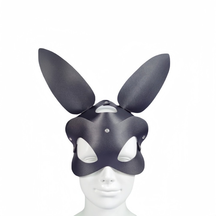 Masca BDSM, Piele ecologica/Aliaj, Negru