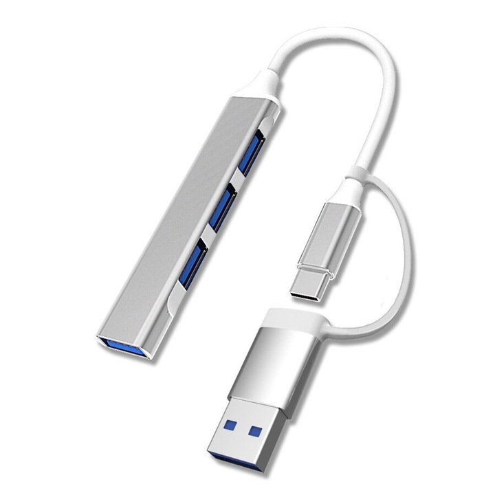 Адаптер Dongle Transfer de date type C USB и сплитер с 4 порта USB