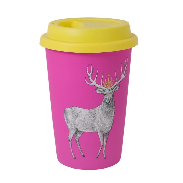 Чаша с подвижен капак с щампа на елен с корона