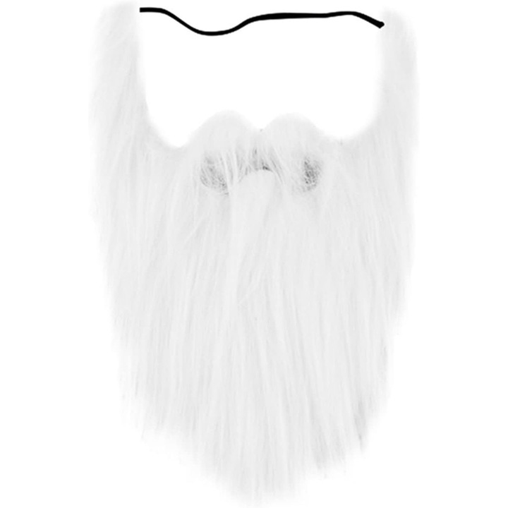 Barba alba Mos Craciun, aspect natural, prindere fixa, 25 x 30 cm, marime universala