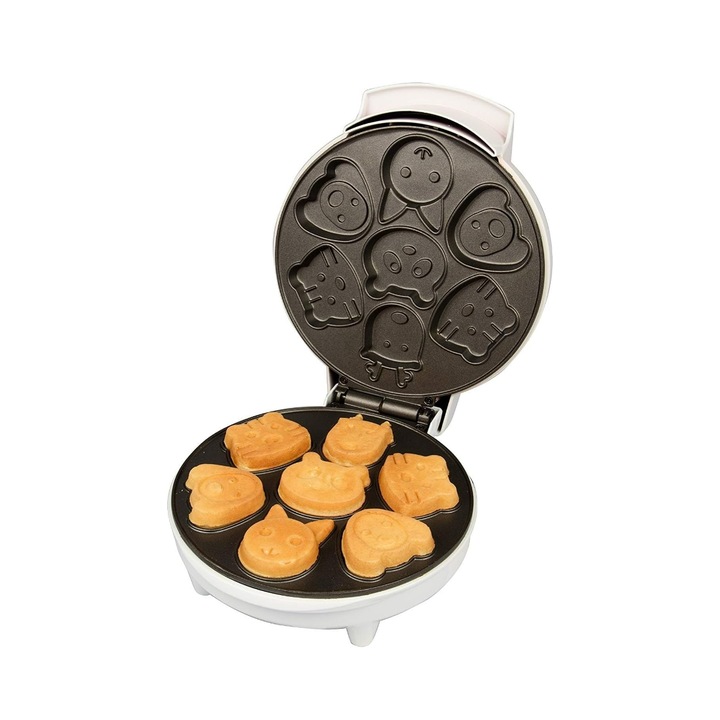 Гофретник, Zola, 7 забавни модела, светлинен индикатор, незалепваща повърхност, 350W, 20x28x9 см, бял