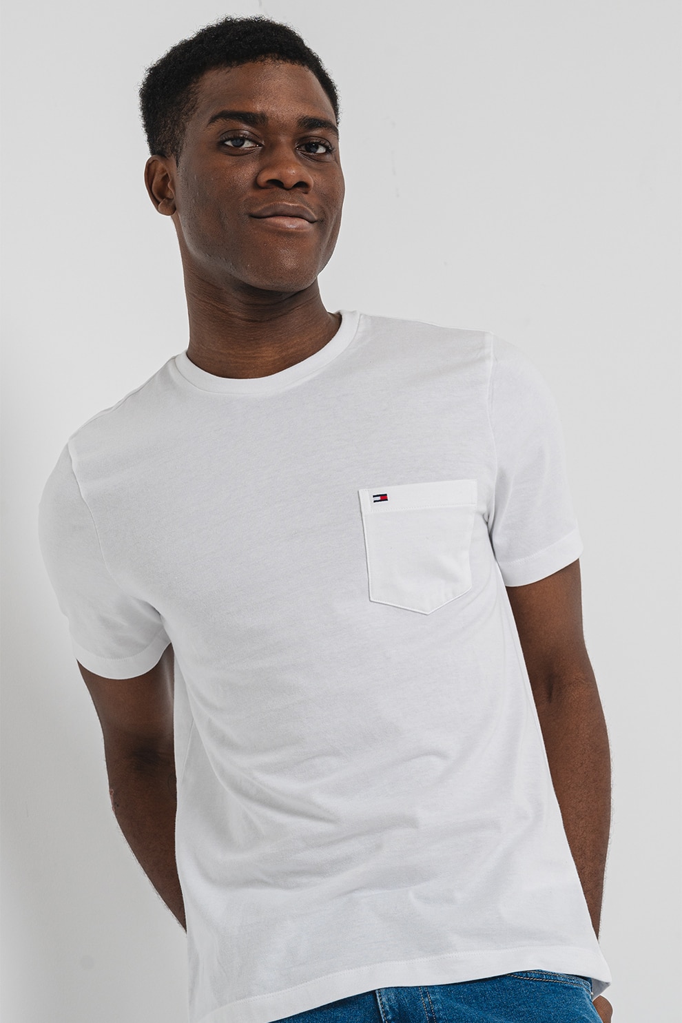 Tommy Hilfiger, Tricou cu decolteu la baza gatului, Alb optic, 2XL