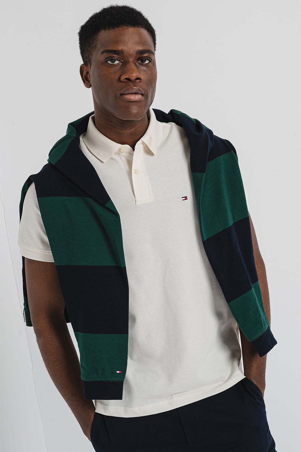 Tommy Hilfiger, Tricou polo din amestec de bumbac organic 1985, Bej deschis, M