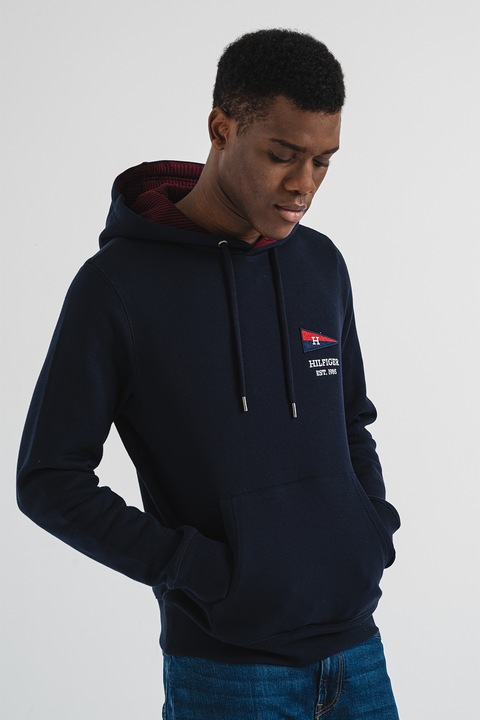 Tommy Hilfiger, Hanorac cu logo brodat, Albastru ultramarin
