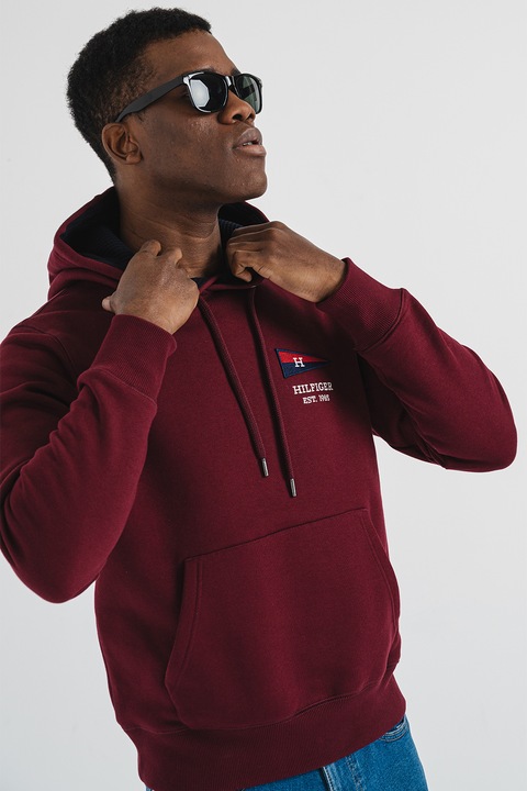 Tommy Hilfiger, Hanorac cu logo brodat, Violet pruna