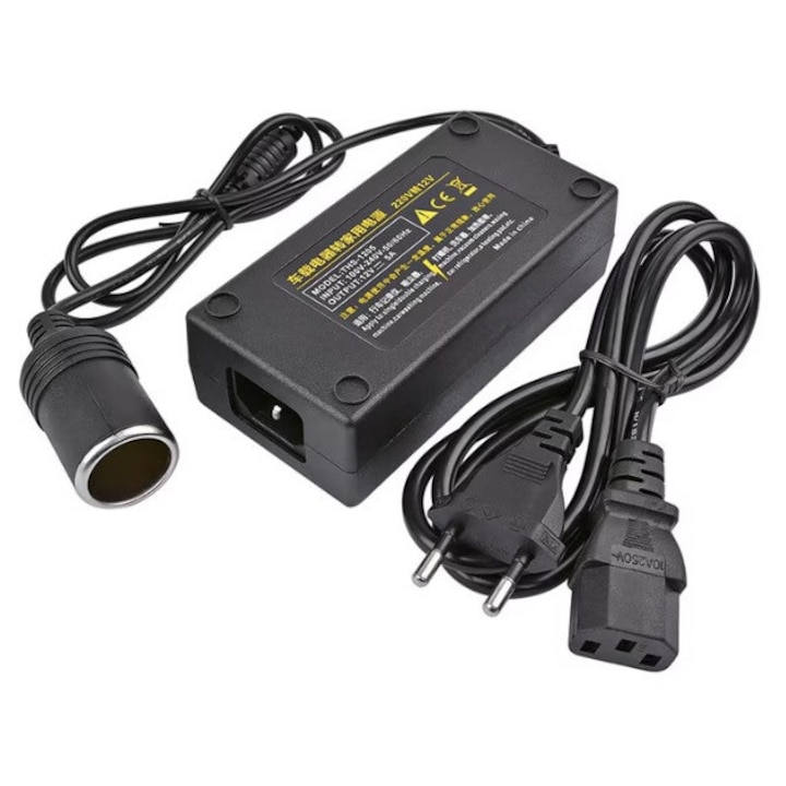 Adaptor priza Auto cu Bricheta 240V-12V/10A 120W, CABLU 1.5m, Negru