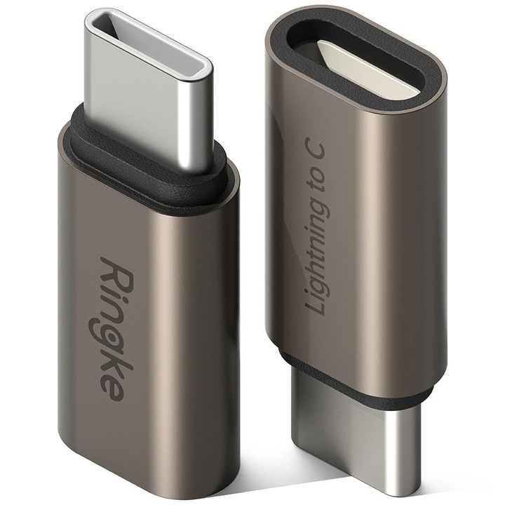 Lightning to Type-C adapter, OTG funkcióval, 480Mbps, 27W (2 db-os készlet) - Ringke - Gunmetal