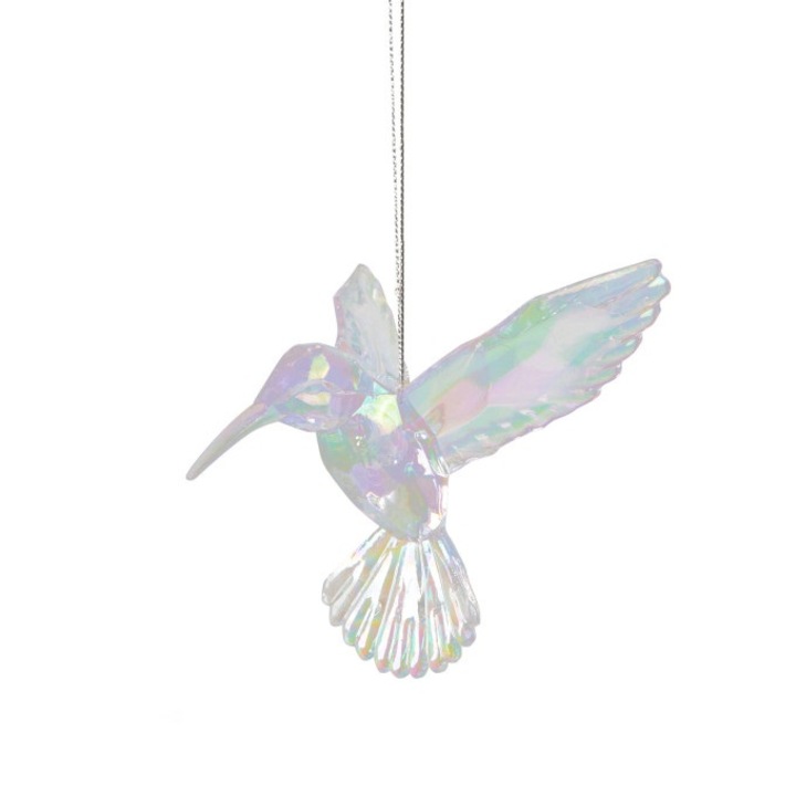 Decoratiune de Craciun - pasare colibri acrilica translucida 95 x 100 x 65 mm