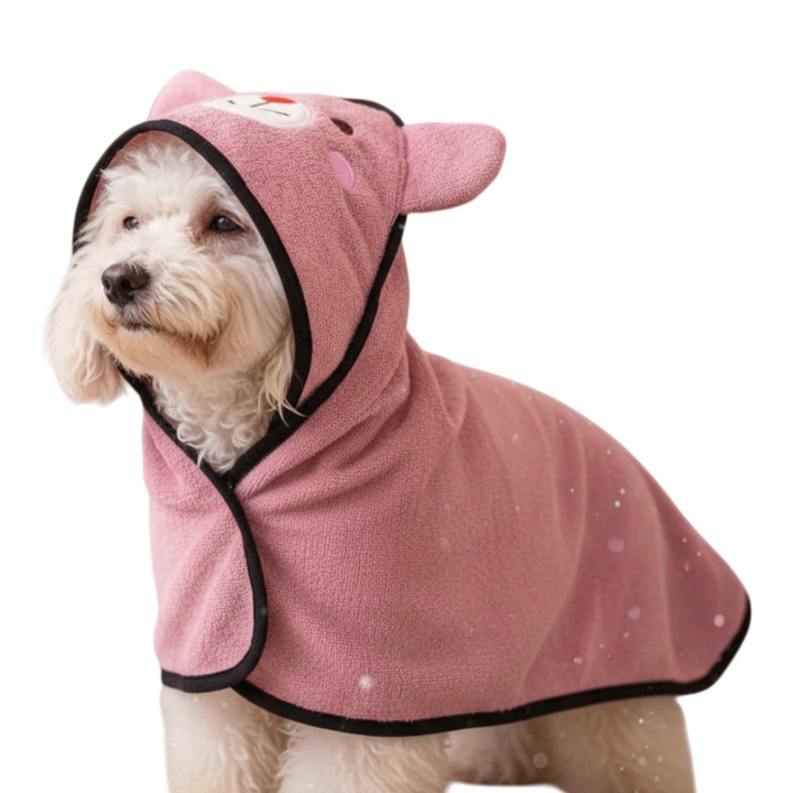 Prosop moale pentru uscare, super-absorbant, pentru caini, MDL-2421, roz, 55 x 55 cm