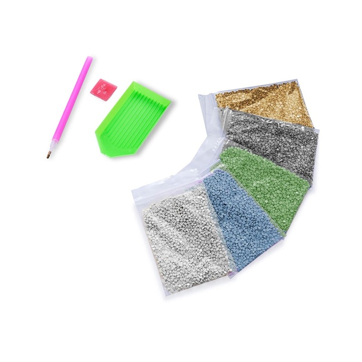 Set mozaic Pictura cu diamante rotunde, Model Religios, DIY 5D, Chipul lui Iisus, 30 x 40cm, Multicolor