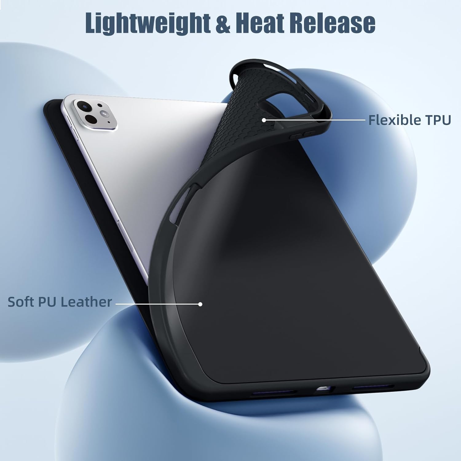 Husa pentru iPad Pro 13 M5 2025 cu functie wake-up/sleep si compartiment pentru Apple Pen, tip stand - negru