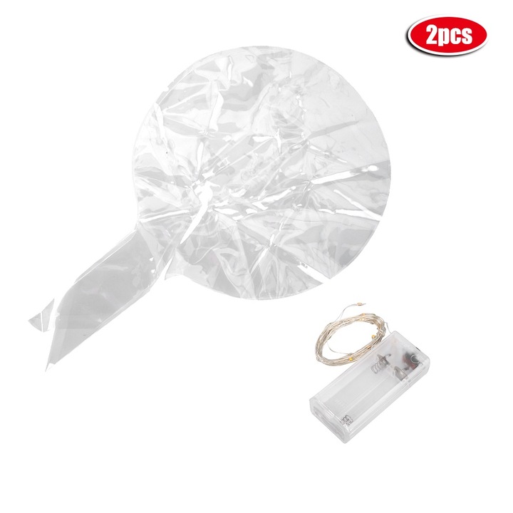 Átlátszó LED lufik, 2 darabos szett, partikra, karácsonyi dekoráció, többszínű