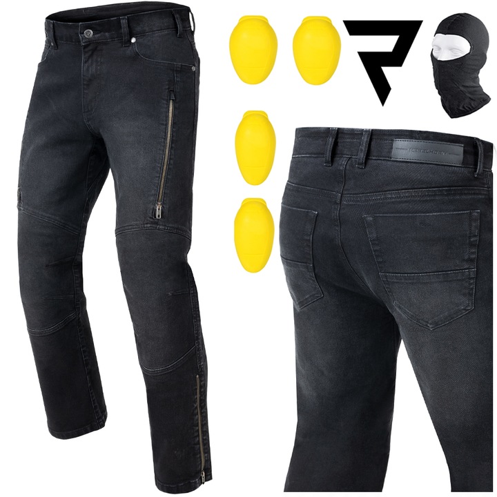 Pantaloni jeans moto, Rebelhorn Hawk III, Negru 28/34 + GRATUIT