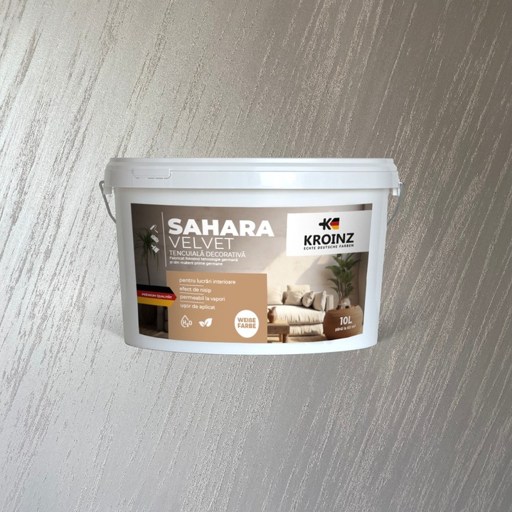 Dekoratív festék, Sahara Velvet, 3D hatással, fehér szín, 5 literes, Kroinz