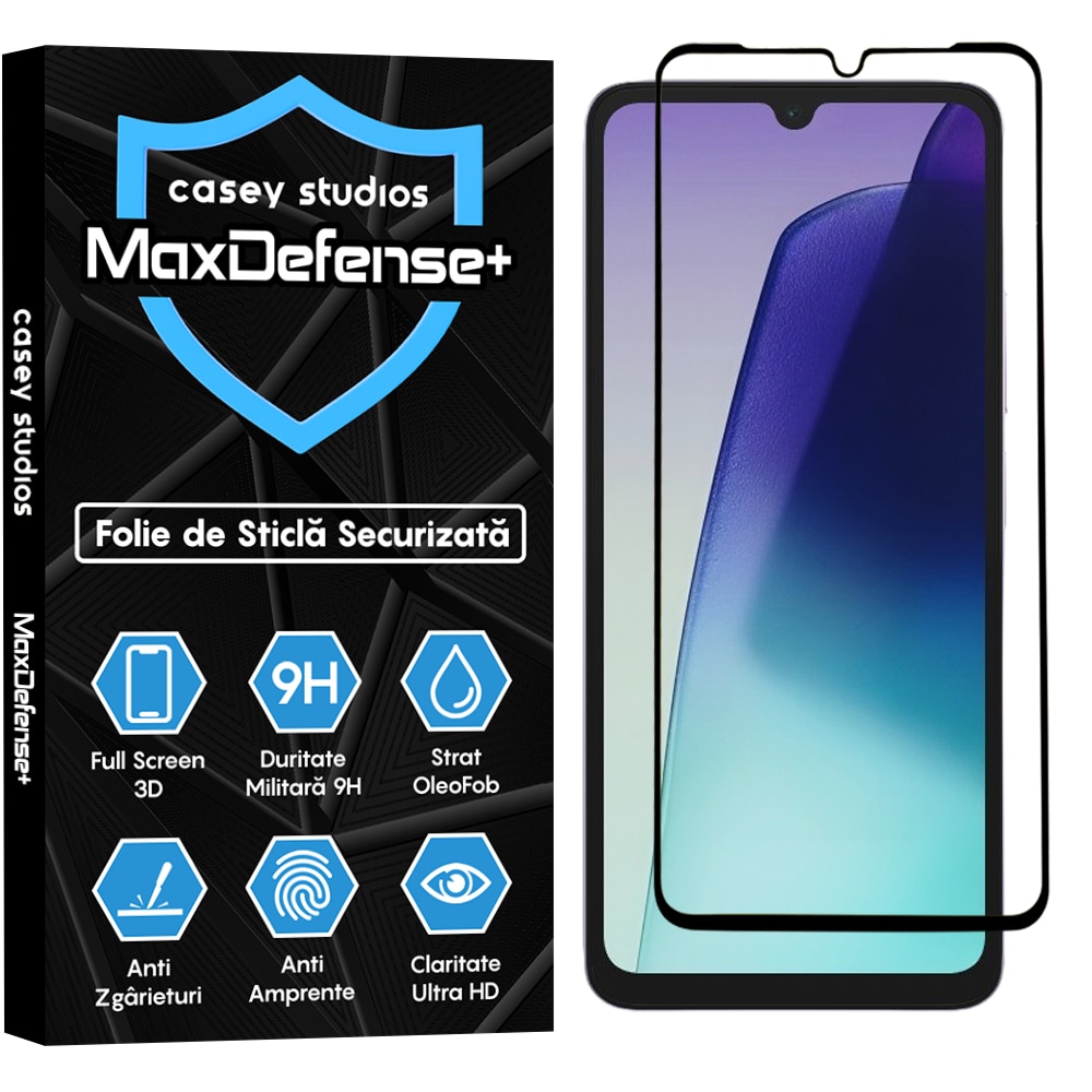 Folie Sticla CASEY STUDIOS™ compatibila cu Xiaomi Redmi 14C, Full Cover 3D, Full Glue, Sticla Securizata, Duritate Militara, Ultra HD, Protectie Profesionala Ecran 3D, Anti Zgarieturi, Anti Socuri