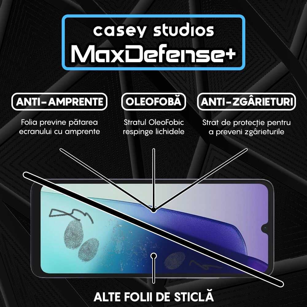 Folie Sticla CASEY STUDIOS™ compatibila cu Xiaomi Redmi 14C, Full Cover 3D, Full Glue, Sticla Securizata, Duritate Militara, Ultra HD, Protectie Profesionala Ecran 3D, Anti Zgarieturi, Anti Socuri
