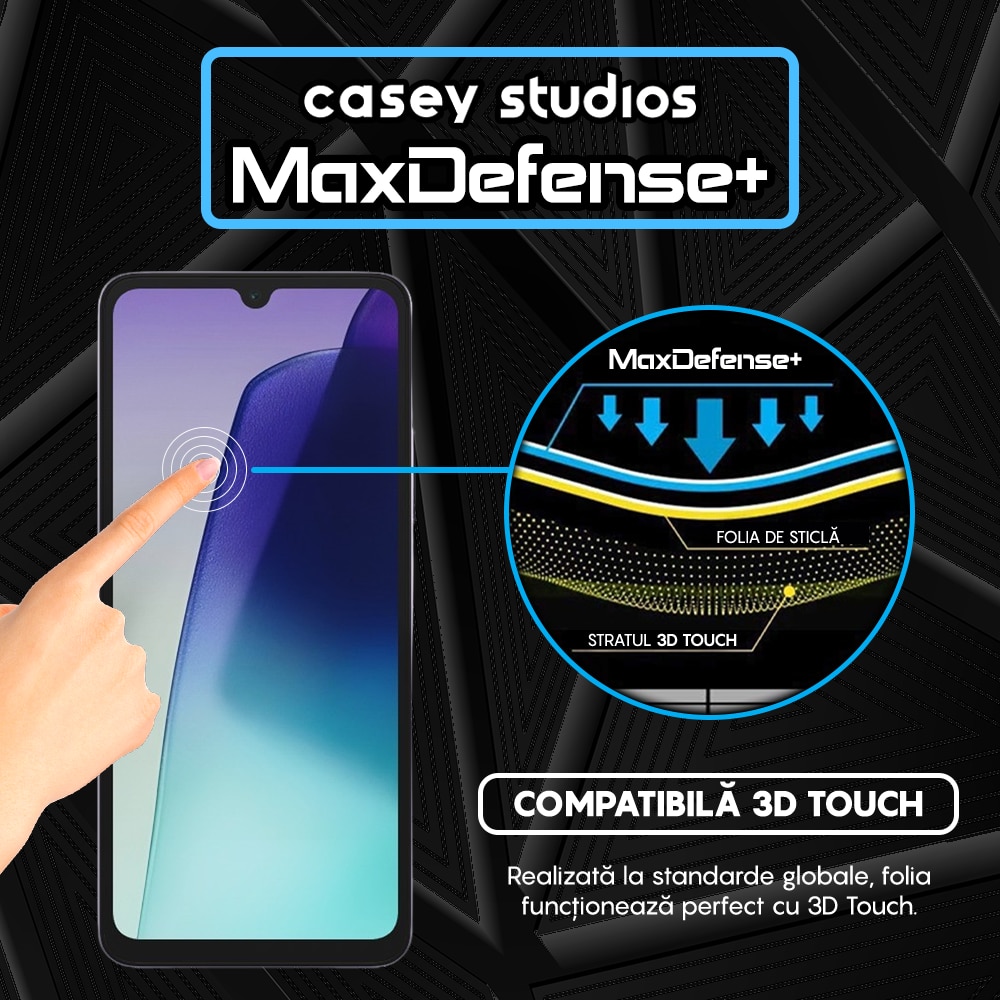 Folie Sticla CASEY STUDIOS™ compatibila cu Xiaomi Redmi 14C, Full Cover 3D, Full Glue, Sticla Securizata, Duritate Militara, Ultra HD, Protectie Profesionala Ecran 3D, Anti Zgarieturi, Anti Socuri