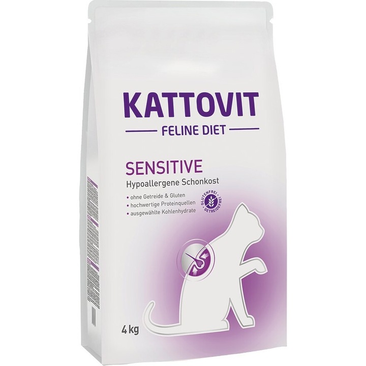 Мокра котешка храна Kattovit Sensitive, 4 кг, без глутен, 32% протеин, вкус на крупа