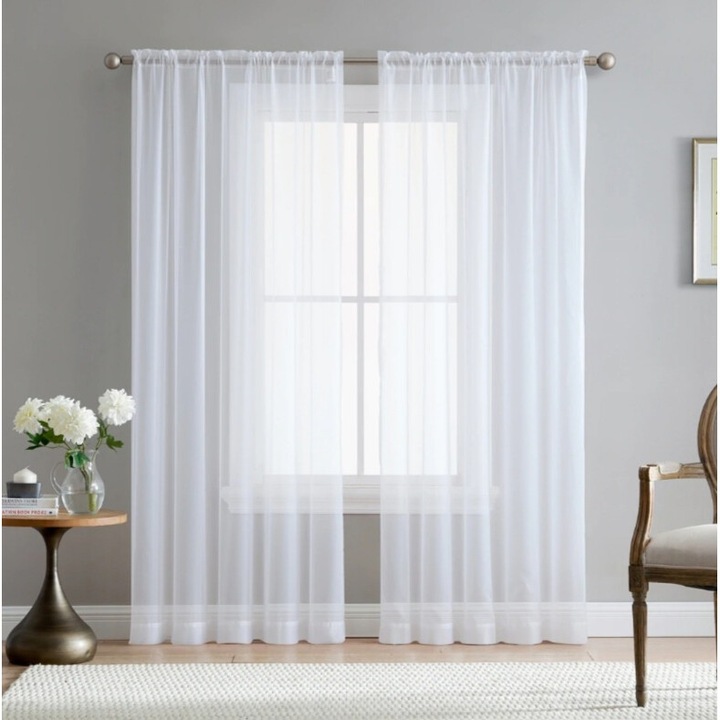 Бяла завеса Voile, 1 бр x 300 см дължина/ 220 см височина