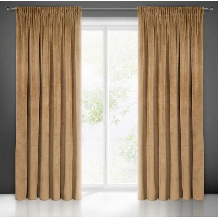 Комплект завеси Beige Caramel Velvet, 2 бр x 150 см дължина/ 240 см височина