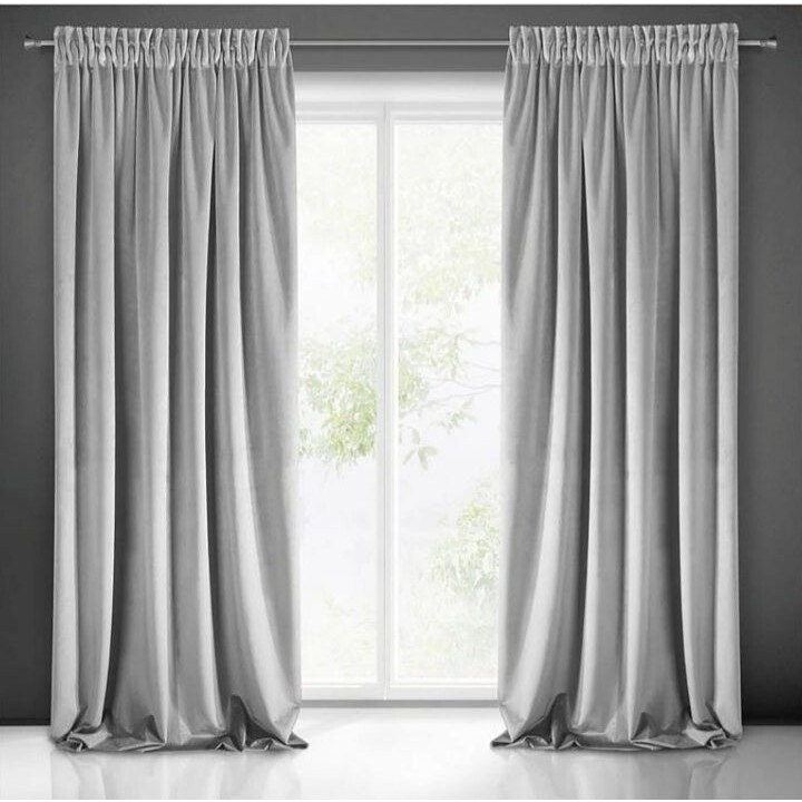 Комплект завеси от сиво кадифе, 2 бр x 150 см дължина/ 250 см височина