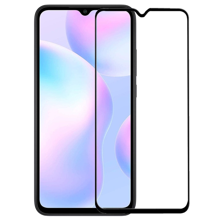 Üvegfólia Xiaomi Redmi 9A teljes fedésű fekete